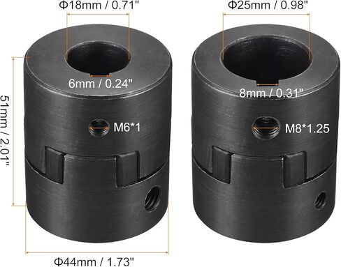 MECCANIXITY عمود اقتران مرن 18 مم إلى 25 مم 51 مم × 44 مم وصلة توصيل المحرك in Kuwait