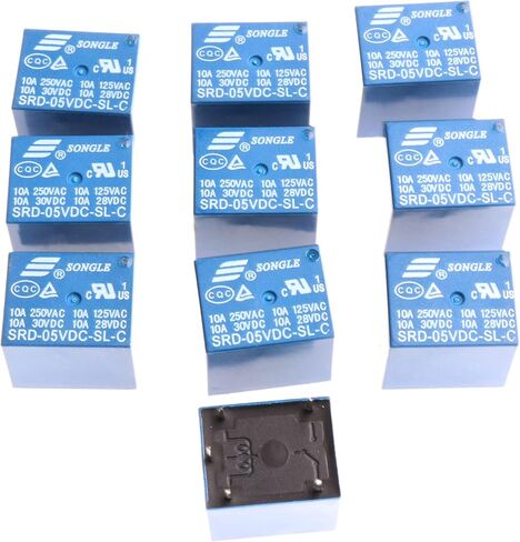 MiZOELEC 10 Pcs 5V DC Power Relay SRD-05VDC-SL-C 5Pin Household Appliance PCB Relays for Arduino Songle 10A 250VAC in Kuwait
