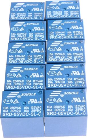 MiZOELEC 10 Pcs 5V DC Power Relay SRD-05VDC-SL-C 5Pin Household Appliance PCB Relays for Arduino Songle 10A 250VAC in Kuwait
