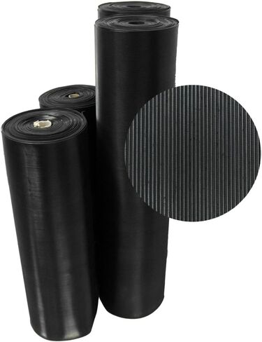 سجادات مطاطية مموجة ذات ضلع ناعم 03_168_W_FR_15، بسُمك 1/8 بوصة × 4 × 15 بوصة، باللون الأسود in Kuwait