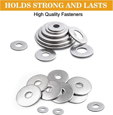 VIGRUE 304 Stainless Steel Flat Washers Set Washers Hardware Assortment 225 Pieces -15 Sizes M3 M4 M5 M6 M8 M10 M12 in Saudi Arabia