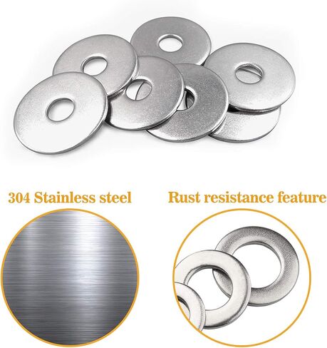 VIGRUE 304 Stainless Steel Flat Washers Set Washers Hardware Assortment 225 Pieces -15 Sizes M3 M4 M5 M6 M8 M10 M12 in Saudi Arabia