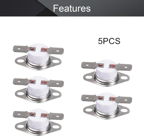 Fielect 5Pcs KSD301 Thermostat 180°C/356°F Normally Closed N.C Snap Disc Limit Control Thermal Switch Microwave Thermostat Silver Tone in Saudi Arabia
