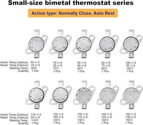 uxcell 10pcs NO KSD301 Thermostat 60-150°C(140-302°F) Temperature Thermal Control Switch 60 70 80 90 100 110 120 130 140 150°C Normally Open Assortment Kit in Kuwait