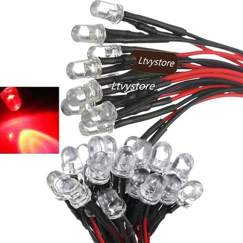 100Pcs 3MM 12V LED Pre Wired Prewired 7.87 Inch Lamp Light Bulb Prewired Emitting Diode Assorted Color & Black 3MM LED Plastic Clip Holder Display Panel in Kuwait