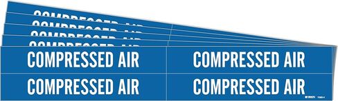 Brady 7060-4-PK، قلم تحديد أنابيب الهواء المضغوط من الفينيل باللون الأبيض على الأزرق 4 لكل بطاقة، 5 PK، Legend 'Compressed AIR' in Kuwait