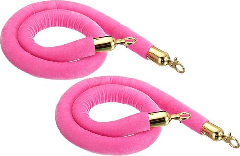 YOKIVE 2 Pcs Pink Velvet Stanchion Rope Crowd Control Barrier Rope, Manage The Crowd, Great for Hotels, Theaters, Ticket Offices (Golden, 4 Feet) in Kuwait