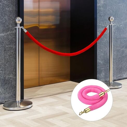 YOKIVE 2 Pcs Pink Velvet Stanchion Rope Crowd Control Barrier Rope, Manage The Crowd, Great for Hotels, Theaters, Ticket Offices (Golden, 4 Feet) in Kuwait