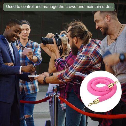 YOKIVE 2 Pcs Pink Velvet Stanchion Rope Crowd Control Barrier Rope, Manage The Crowd, Great for Hotels, Theaters, Ticket Offices (Golden, 4 Feet) in Kuwait