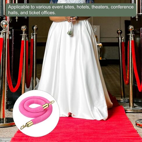 YOKIVE 2 Pcs Pink Velvet Stanchion Rope Crowd Control Barrier Rope, Manage The Crowd, Great for Hotels, Theaters, Ticket Offices (Golden, 4 Feet) in Kuwait