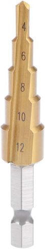 uxcell Step Drill Bit HSS 4241 4mm to 12mm 5 Sizes Titanium Coated Straight Flutes Hex Shank for Metal Wood Plastic in Saudi Arabia