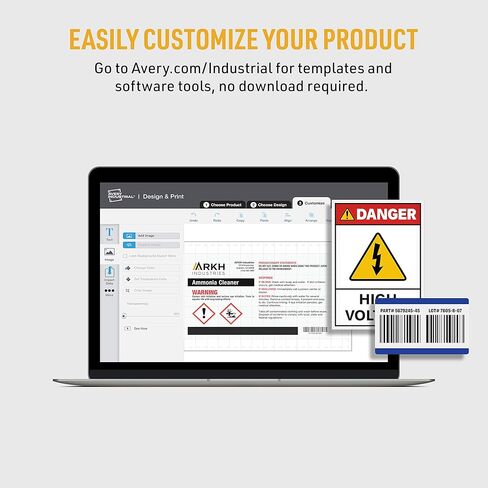 ملصقات كيميائية Avery UltraDuty GHS لطابعات الليزر، مقاومة للماء والأشعة فوق البنفسجية، 4 بوصة × 4 بوصة، 200 عبوة (60504) in Kuwait