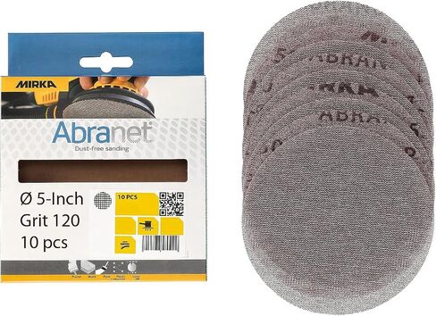 Mirka Abranet Net Disc 5 inch Grit 120 Sandpaper Hook and Loop 10 pcs | Hook and Loop, 10pcs, 9A-232-120RP in Saudi Arabia