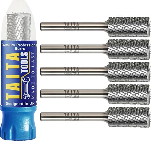 SB-5 Double-Cut Tungsten Carbide Burr, 1/4 in Shank, 3 Pack | End-Cut Cylinder tungsten burr with double-cut flutes for DeWalt, Milwaukee, Makita Die Grinder shaping, deburring, grinding. in Saudi Arabia