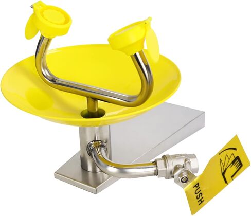JJ CARE Eye Wash Station - Yellow Eyewash Stations - Stainless Steel Eye Wash Units - Dual Spray Heads Eye Wash Irrigation - Emergency Eye Wash Station - Eye Wash Mount - Safety Eye Wash Kit in Saudi Arabia