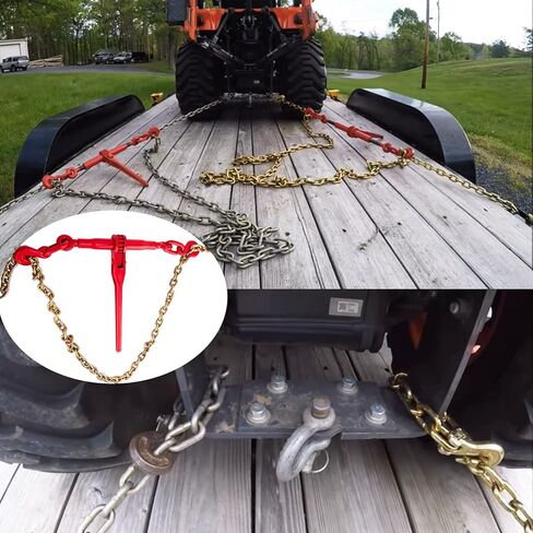 مجموعة سلسلة ومجلدات 5/16 انش - 3/8 انش، سلسلة ربط شديدة التحمل، 5000 باوند، مجموعة ربط سلسلة 5/16 انش × 20 قدم مع خطافات G70 in Kuwait