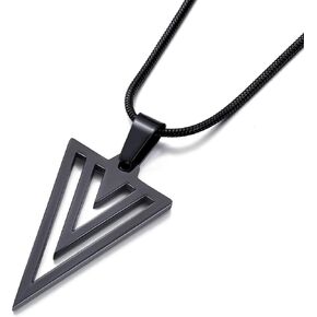 Triangle Necklace for Men Arrow Triangle Pendant with 22 Inch Stainless Steel Snake Chain
