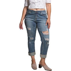 Standards & Practices Plus Size Women's Stretch Whisker Boyfriend Premium Jeans in Saudi Arabia