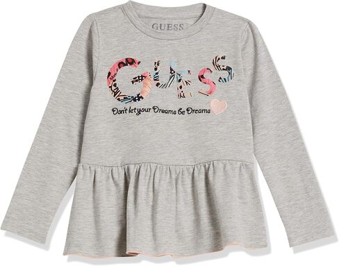 GUESS Girls' Little Applique and Embroidered Logo Organic Stretch Jersey Peplum Tee in Saudi Arabia