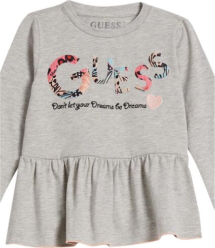 GUESS Girls' Little Applique and Embroidered Logo Organic Stretch Jersey Peplum Tee in Saudi Arabia