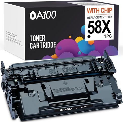 OA100 (58X مع CHIP) استبدال خرطوشة حبر معاد تصنيعها لجهاز HP 58X CF258X لاستخدامها مع Laserjet Pro M404n, M428fdw, M428fdn, (1 أسود) M404dn Toner in Kuwait