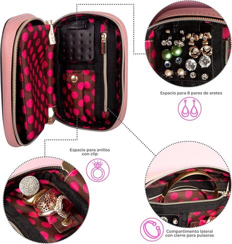 Nicole Lee Amparo Small Fashion Jewelry Organizer Handbag, Earring and Ring Holders, Extra Zip Pocket, Travel Case (Double Queens) in Saudi Arabia