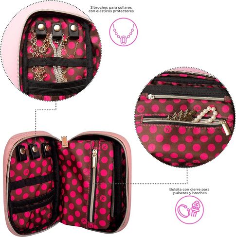 Nicole Lee Amparo Small Fashion Jewelry Organizer Handbag, Earring and Ring Holders, Extra Zip Pocket, Travel Case (Double Queens) in Saudi Arabia