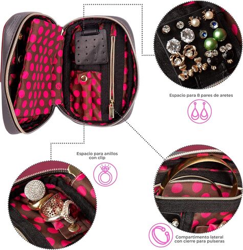 Nicole Lee Amparo Small Fashion Jewelry Organizer Handbag, Earring and Ring Holders, Extra Zip Pocket, Travel Case (Double Queens) in Saudi Arabia