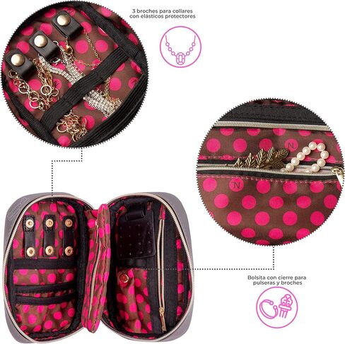 Nicole Lee Amparo Small Fashion Jewelry Organizer Handbag, Earring and Ring Holders, Extra Zip Pocket, Travel Case (Double Queens) in Saudi Arabia