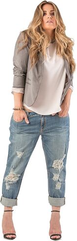 Standards & Practices Plus Size Women's Stretch Whisker Boyfriend Premium Jeans in Kuwait
