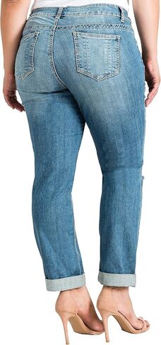 Standards & Practices Plus Size Women's Stretch Whisker Boyfriend Premium Jeans in Kuwait