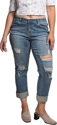 Standards & Practices Plus Size Women's Stretch Whisker Boyfriend Premium Jeans in Saudi Arabia