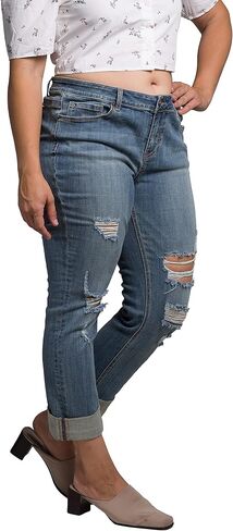 Standards & Practices Plus Size Women's Stretch Whisker Boyfriend Premium Jeans in Saudi Arabia
