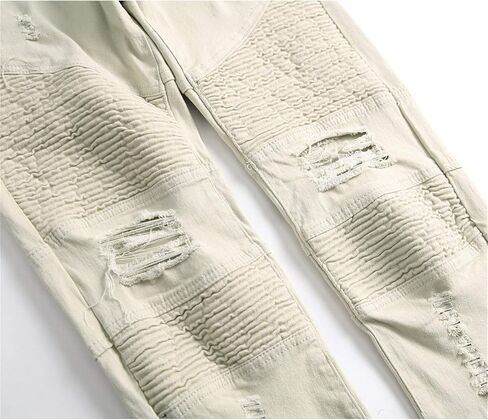 Andongnywell Men's Ripped Slim Straight Fit Biker Jeans Skinny Fit Distressed Denim Pants with Zipper Trousers in Saudi Arabia
