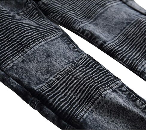 Andongnywell Men's Ripped Slim Straight Fit Biker Jeans Skinny Fit Distressed Denim Pants with Zipper Trousers in Saudi Arabia