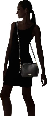 Calvin Klein Hailey Micro Pebble Triple Compartment Chain Crossbody in Kuwait