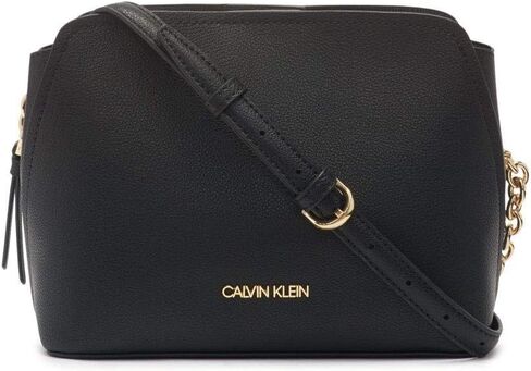 Calvin Klein Hailey Micro Pebble Triple Compartment Chain Crossbody in Kuwait