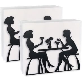 2 Pcs Napkin Holders for Table, Black Farmhouse Kitchen Cocktail Dining Paper Napkin Holder, Stainless Steel Napkin Dispenser Holder (Cactus Theme)