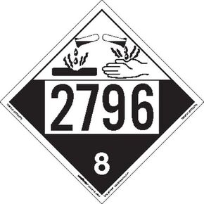 Labelmaster ZEZ42796 UN 2796 Corrosive Hazmat Placard, E-Z Removable Vinyl (Pack of 25) in Saudi Arabia