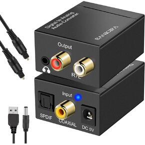 BANIGIPA محول صوت رقمي إلى تناظري للتلفزيون، DAC رقمي SPDIF بصري/Toslink/محوري إلى Aux Stereo L/R RCA ومحول مقبس 3.5 مم لمحولات إشارات نظام المسرح المنزلي DVD PS3 PS4 Amp in Kuwait