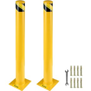 VEVOR Safety Bollard, 36 Inch Height Bollard Post, 5.5 Inch Diameter Steel Pipe Safety Bollard Post, Yellow Steel Bollard, Steel Safety Bollard with 8 Anchor Bolts, Perfect for Traffic-Sensitive Area in Kuwait