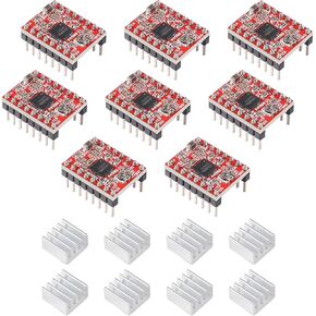 Shutao 8Pcs A4988 Stepstick Stepper Motor Driver Module with Heat Sink for 3D Printer CNC Machine or Robotics - Green