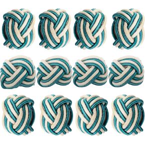 Woven Napkin Rings Set of 12, Decorative Yarn Serviette Ring, Beach Napkin Holders, Napkin Rings Bulk for Party Decoration, Dinning Table, Everyday, Family Gatherings - A Great Tabletop Décor - Navy