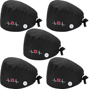 SATINIOR 5 Pieces Bouffant Cap with Buttons Unisex Sweatband Adjustable Tie Back Hat in Saudi Arabia