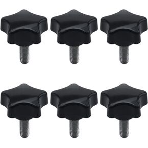 Antrader 12-Piece Clamping Screw Knob, M6 ×12mm Male Thread Star Knob Triangular Shaped Clamping Nuts Hand Tightening Screw,Black