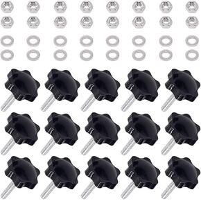 Swpeet 60Pcs M6 x 40 Hex Shaped Male Thread Metal Clamping Hand Star Knobs with 304 Stainless Steel Hex Nuts and Flat Washer, Clamping Screw Plastic Screw-On Handle Clamping Knob (M6*40) in Kuwait