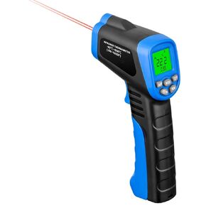 LYCEBELL LC-981C ميزان حرارة بالأشعة تحت الحمراء غير ملامس، مسدس درجة حرارة ليزر رقمي، قراءة فورية -58 إلى 1022 درجة فهرنهايت (-50 إلى 550 درجة مئوية)، عقد البيانات وتحذير من درجة الحرارة المنخفضة العالية (ليس للإنسان) in Kuwait