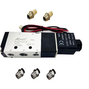 AOMAG 1/4" PT Solenoid Valve 4V210-08 DC 12V Single Coil Pilot-Operated Electric 2 Position 5 Way Connection Type in Saudi Arabia