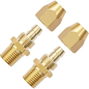 2pcs Premium Solid Brass Pneumatics Reusable PU Hose-End Repair Fitting, 1/4" Barb For 1/4-Inch ID Polyurethane Air Hose With 1/4" Female NPT
