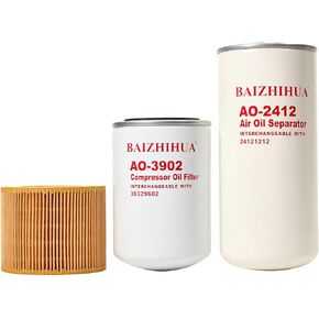 BAIZHIHUA Filter Kit 24121212 Oil Separator 39329602 Oil Filter 88171913 Air Filter Compatible with Ingersoll-Rand Screw Air Compressor UP6-5 Thru UP6-15C Substitute Spare Parts in Saudi Arabia